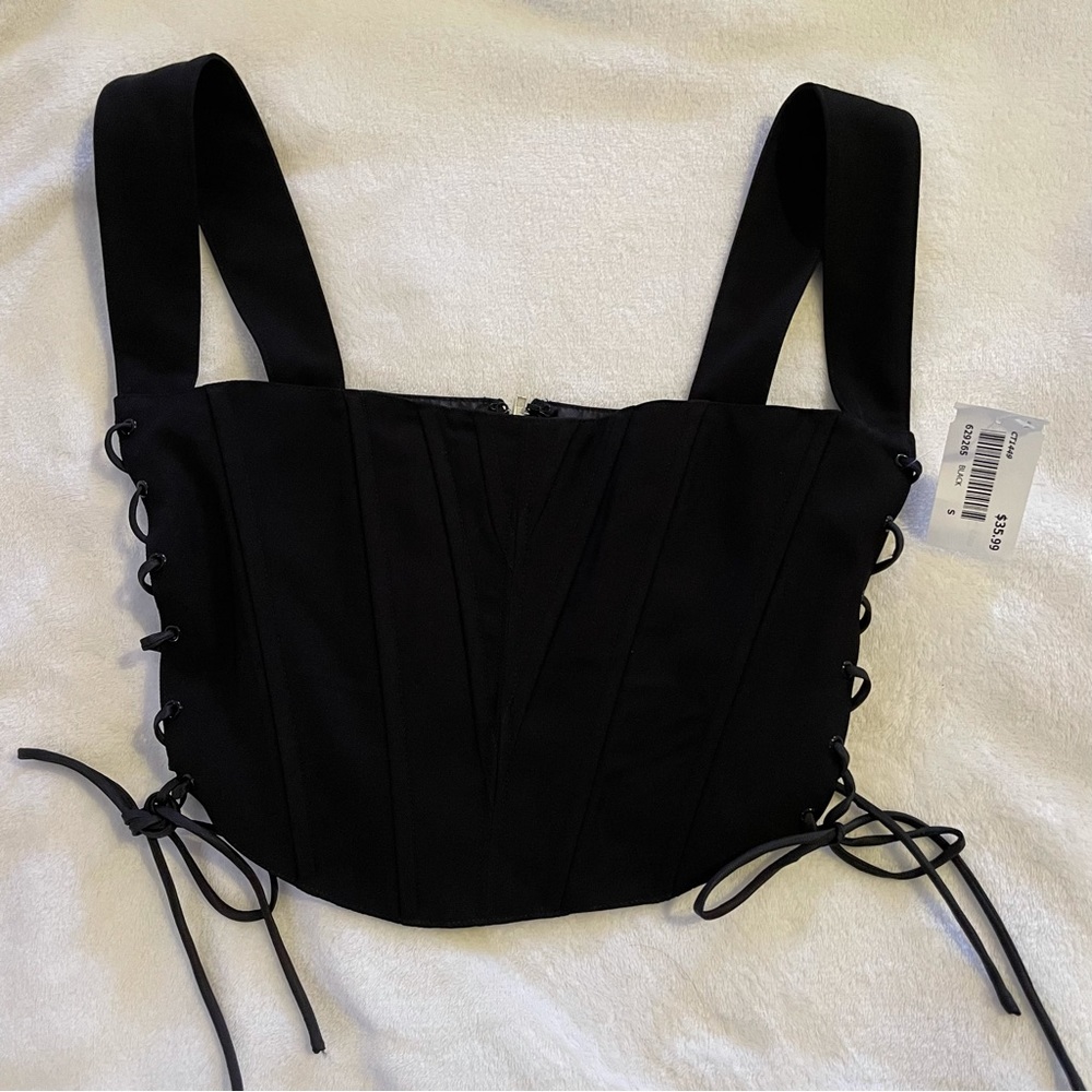 Black tie up bow corset top